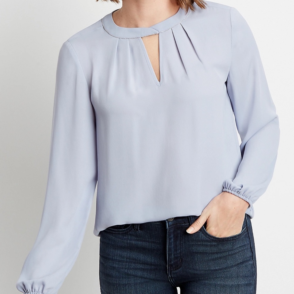 NWT Periwinkle Beaded Cut Out Neck Blouse